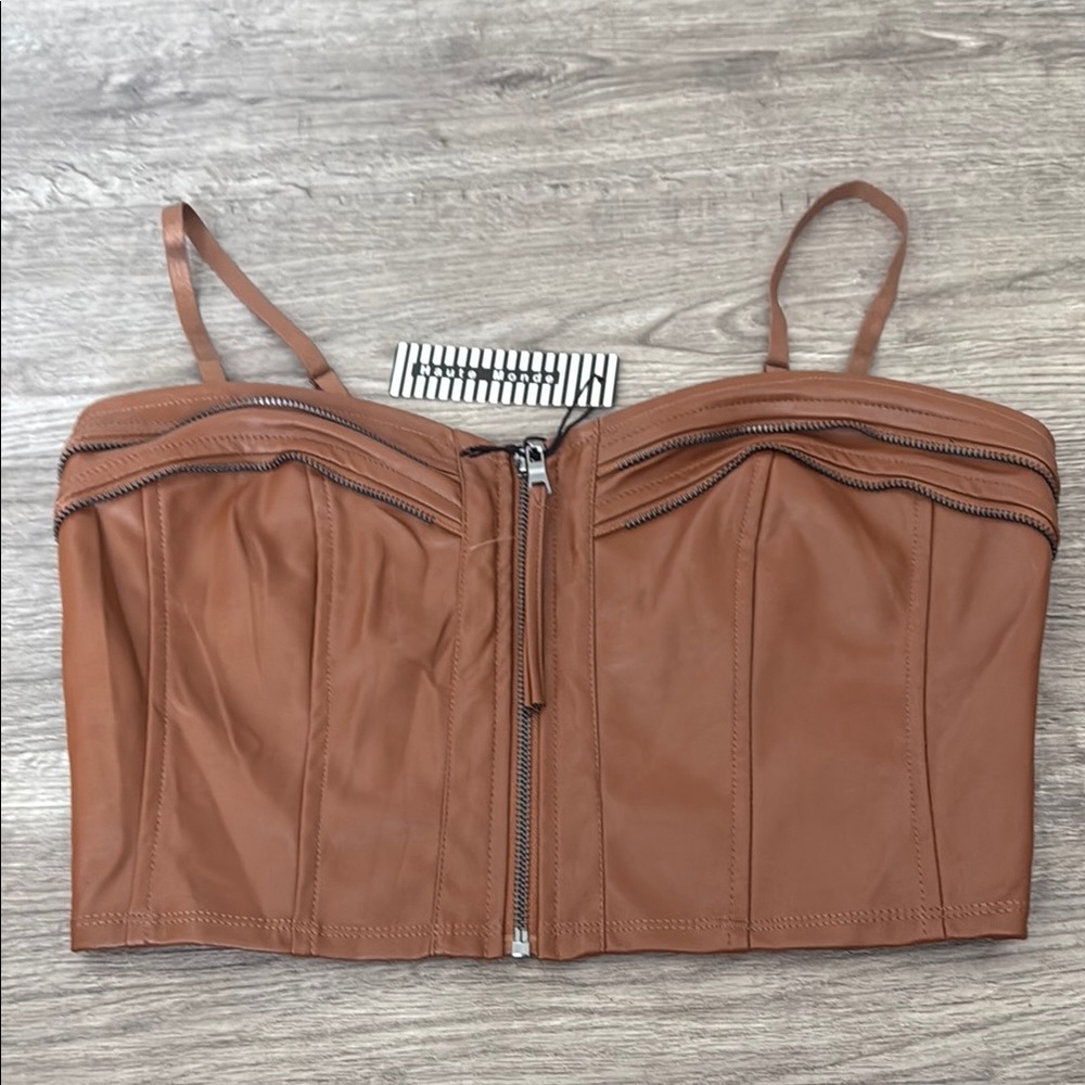 Haute Monde Brown Fitted Bustier Crop Top